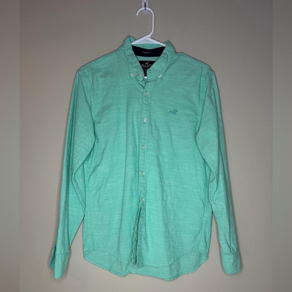 Hollister Mint Green Casual Button-Down Shirt